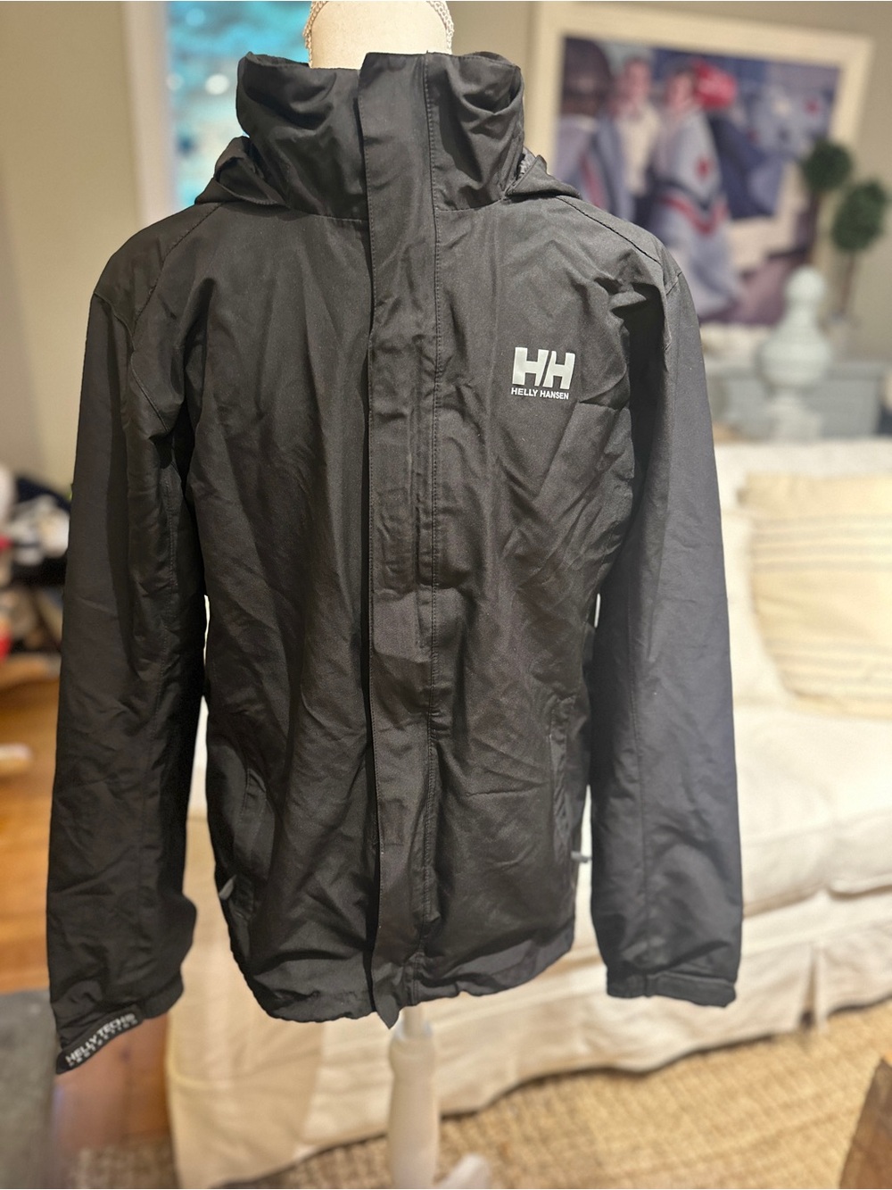 Helly Hansen Helly Tech Black Hooded Waterproof Rain Jacket